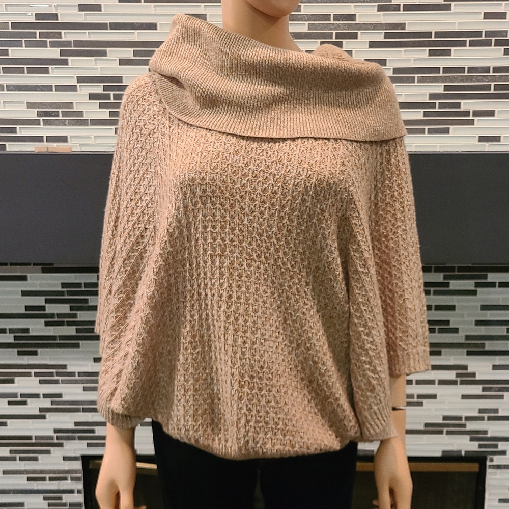 Loft Light Tan Cowl Collar Sweater XL